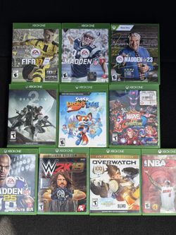 Xbox One Game Lot Overwatch (Game of the Year Edition), Destiny, Super Lucky’s Tale, Marvel vs. Capcom: Infinite, WWE 2K19, NBA 2K14, FIFA 17, Madden 