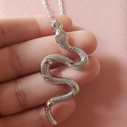 Stainless Steel Snake Pendant With 19 Inches Long Necklace 