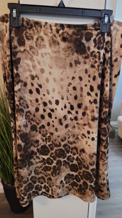 Leopard Print Midi Skirt Size Large