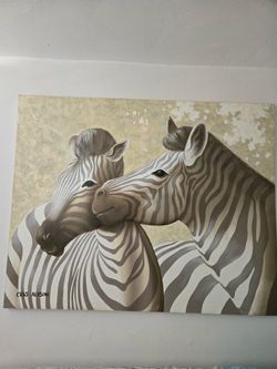 Zebra picture wood mounted
