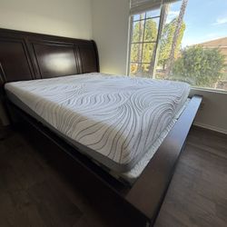 Solid Wood King Bed Frame – Espresso Finish