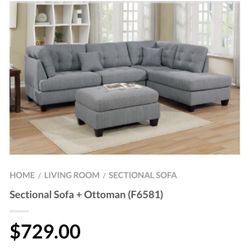 Gray Sectional Sofa With Ottoman