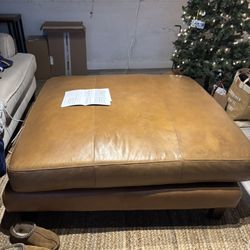 West Elm Leather Ottoman