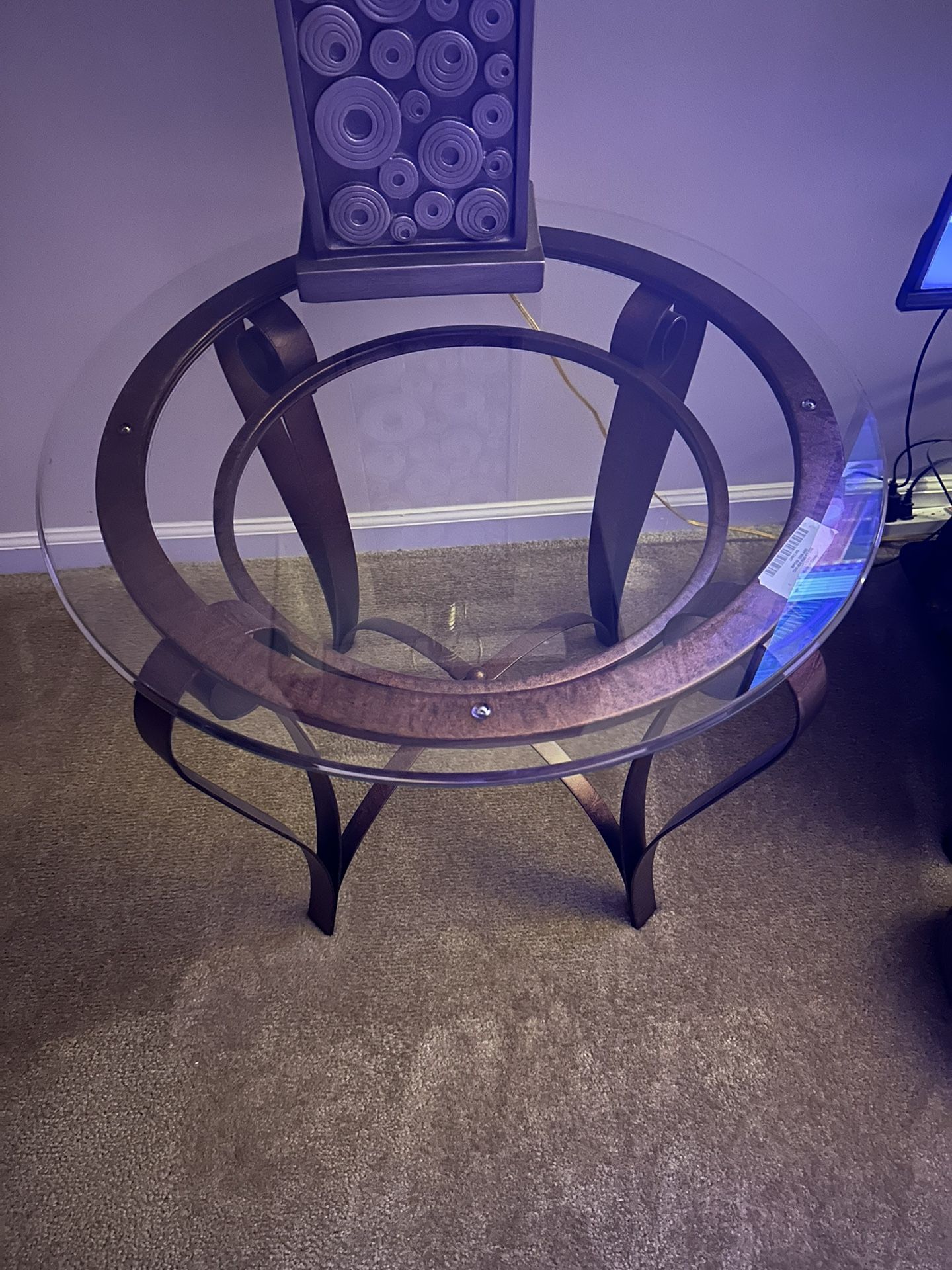 Glass/bronze table set
