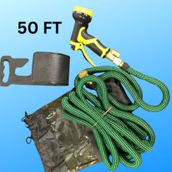 New, 50 FT heavy-duty expandable garden hose, complete with a spray nozzle