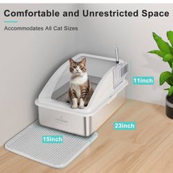 New Stainless Steel Litter Box | XL Enclosed Cat Litter Boxes with Lid for Big Cats |