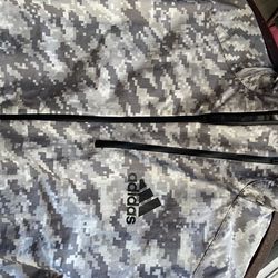 Adidas Snow Camo / Camouflage Wind Breaker W/ Hood. 