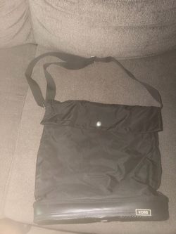 KORS Black Nylon Shoulder Bag Zip Base Snap Flap Adjustable Strap Solid