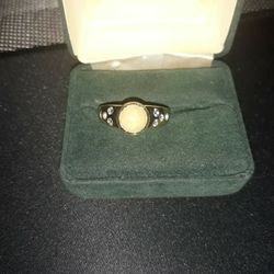 14K Gold Plated Genuine Ethopian Opal/Tanzanite Ring Sz8