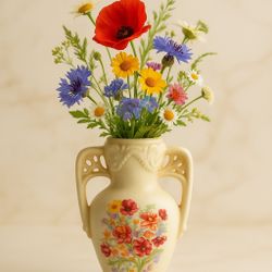 Carl Thieme Dresden 1910s Austria Export Floral Porcelain Vase, 1.5x6”