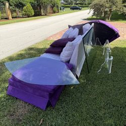 Free Purple Couch And Glass Table