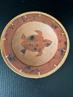 Redware Pottery Turtle Motif Basket Weaved Edge Collectors Bowl