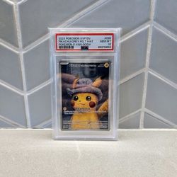 Pokemon x Van Gogh Pikachu Grey Felt Hat PSA 10!