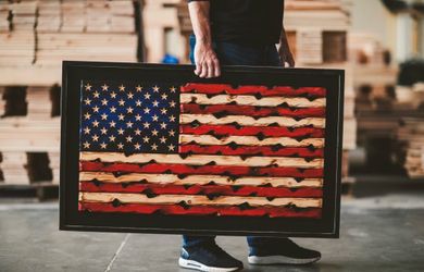 Handcrafted Liberty Series - Wooden American Flag Large-  Framed