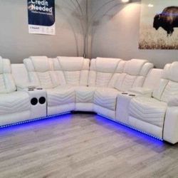 New Sectional In Box With Led Available In Gray, Black And White $39 Down With Finance No Credit Needed 
