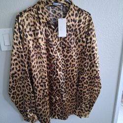 Silk Men's Fashion Fancy Shirt Large New