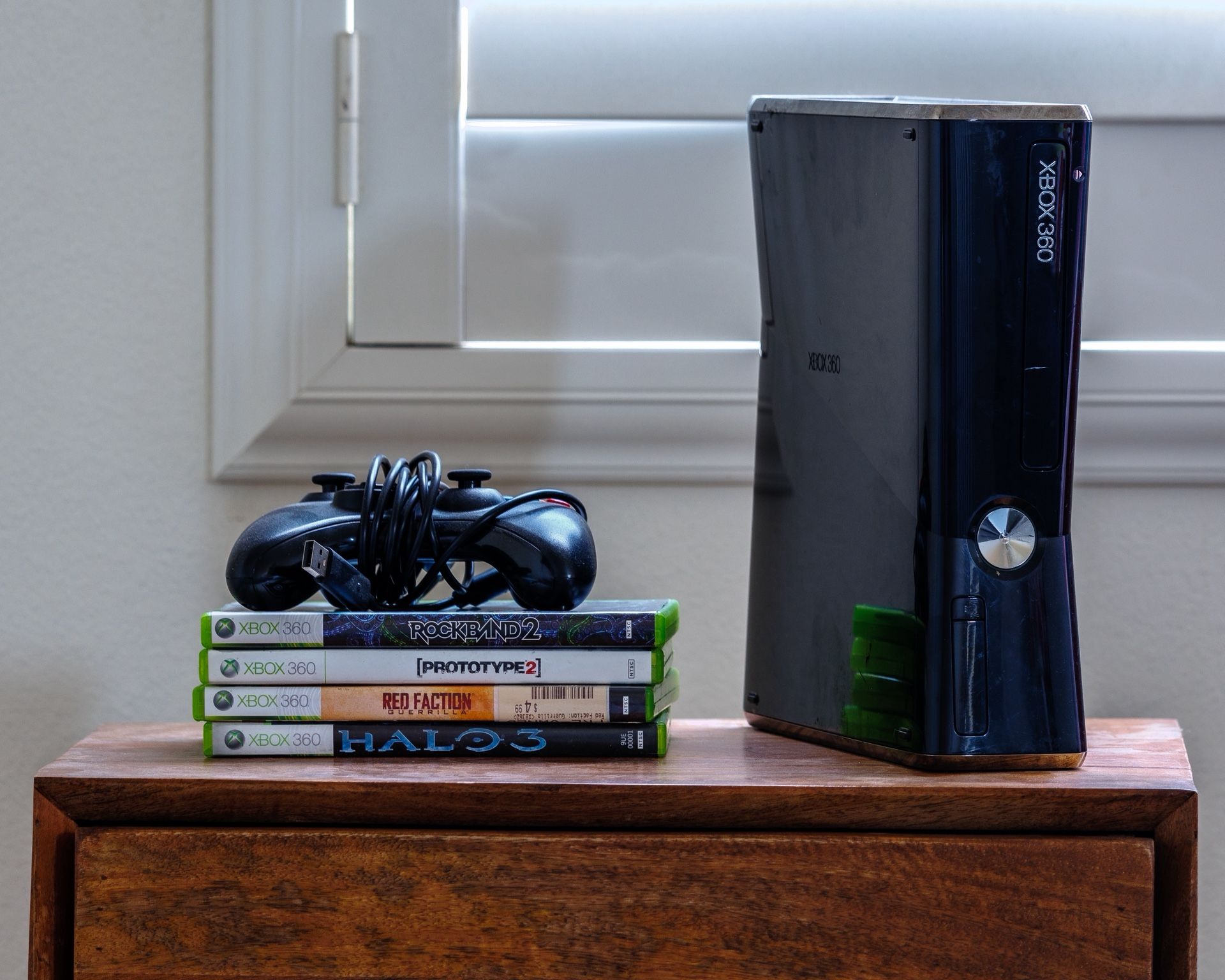 Xbox 360 S w/ Rock Band Controller and games