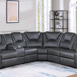 Brand New Dark Gray Recliner Sectional Sofa Couch 