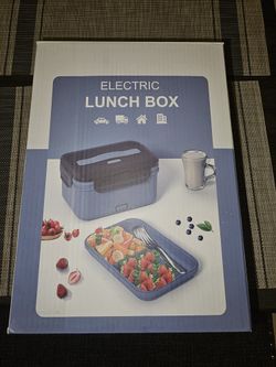 Electric Lunch Box Food Heater, 3 in 1 Ultra Quick Heated Lunch Boxes for Adults, 12V/24V/110V Portable Food Warmer for Car/Truck/Office With Fork Spo