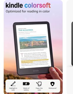 Amazon Kindle Colorsoft with accessories and a stand that I paid for separately