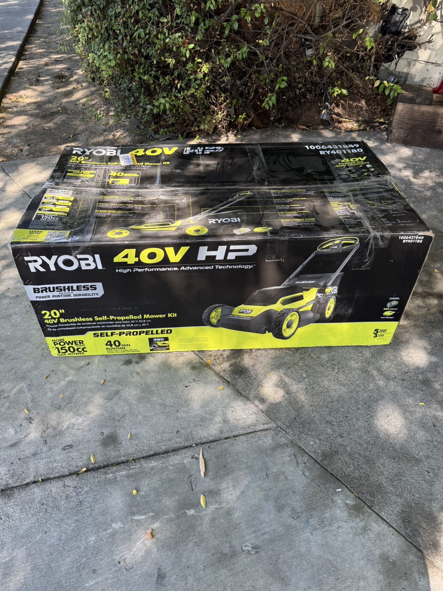 RYOBI 40V HP Brushless 20 in. Cordless Electric Battery Walk Behind Self-Propelled Mower with 6.0 Ah