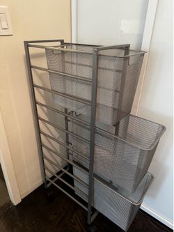 (2) Elfa - X-Narrow Frame with 3 mesh drawers