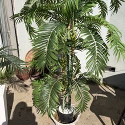 Large Artificial Golden Cane Palm Tree in Decorative Basket Planter – Approx. 6 Ft