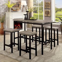 Brand New Grey & Black 5pc Counter-Height Dining Table Set 