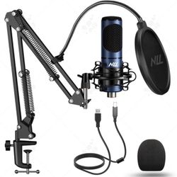 USB Microphone Studio Recording Mic Kit,192KHz/24bits NLL Condenser Computer PC Mics, Plug & Play Podcast Mic 