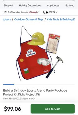 LOWES Workshop DIY Birthday Party Kit Build-A-Birthday