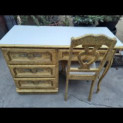WOODEN DESK AND CHAIR