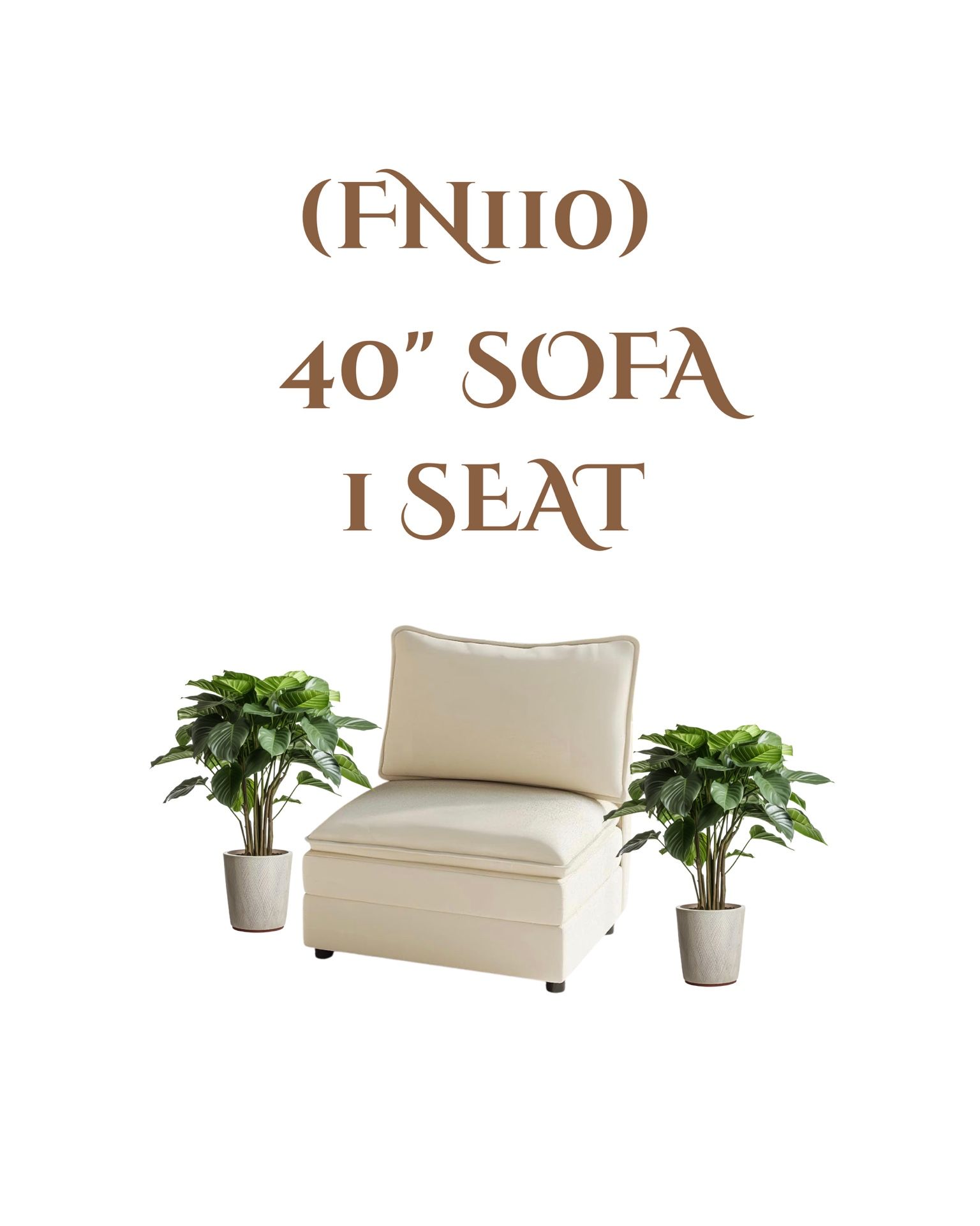 40" Single Seat Sofa, Comfy Cloud Couch Deep Seat Upholstered Couch Chenille Modern Sofa, Extra Seats for Modular Couches, Beige (FN110)