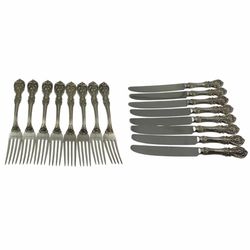 Reed & Barton • Francis I Sterling Silver 16pc Set: 8 Dinner Forks + 8 Sterling Handle Knives