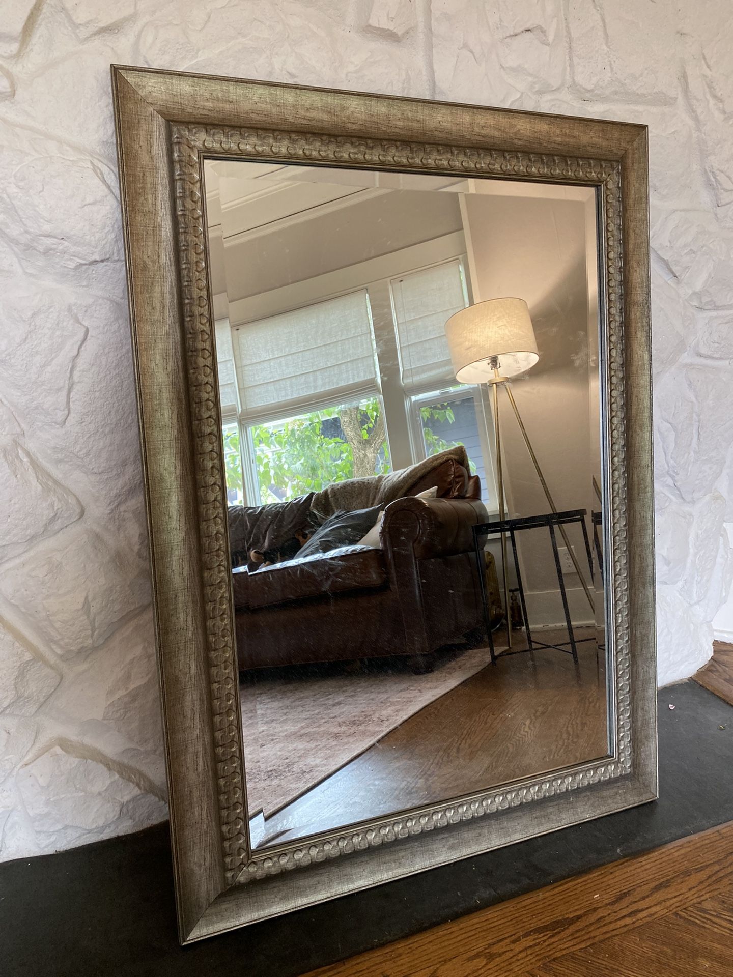 Large Brushed Metallic Mirror—Silver