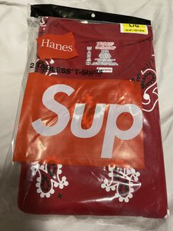 Supreme X Hanes Bandanna Tagless T-shirt Red Mens Large Yeezy