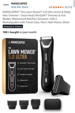MANSCAPED® The Lawn Mower® 5.0 Ultra Groin & Body Hair Trimmer – Dual-Head SkinSafe® Trimmer & Foil Blades, Waterproof Wet/Dry Groomer, USB-C Recharge