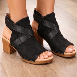 DANSKO Shoes Arlene Black Nubuck Platform Sandal Size 40 (US 7.5)