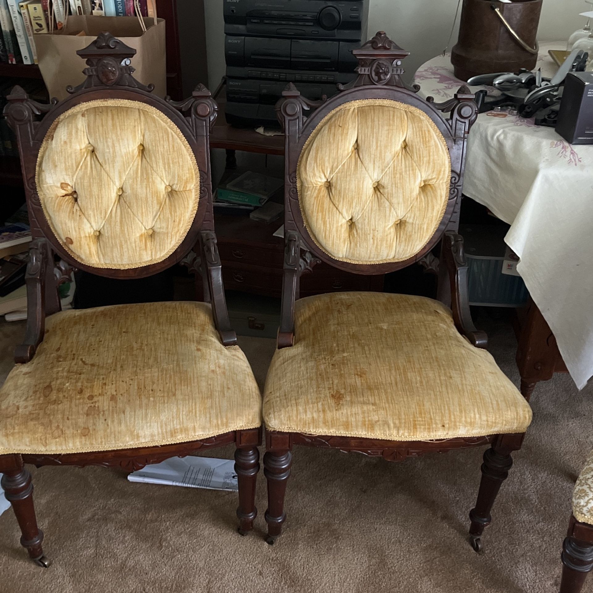 Pair Of Antique Chairs (stained)