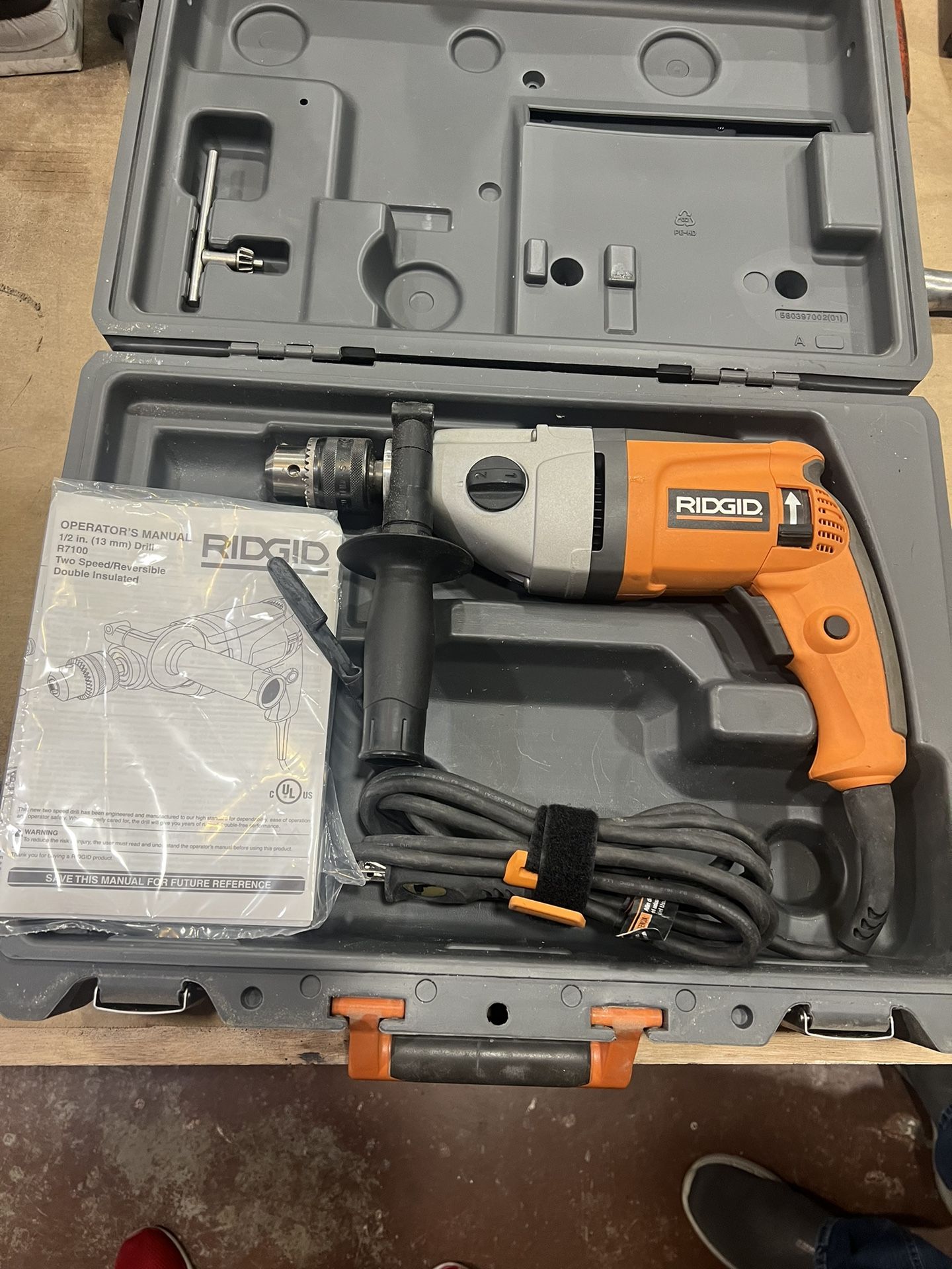 Ridgid 2 speed 1/2” Reversible Drill with case