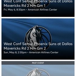 (1) Or (2) Good Tickets For Phoenix Suns @ Dallas Mavericks Game 3 Tonight $130 Each Sec 318 Row C