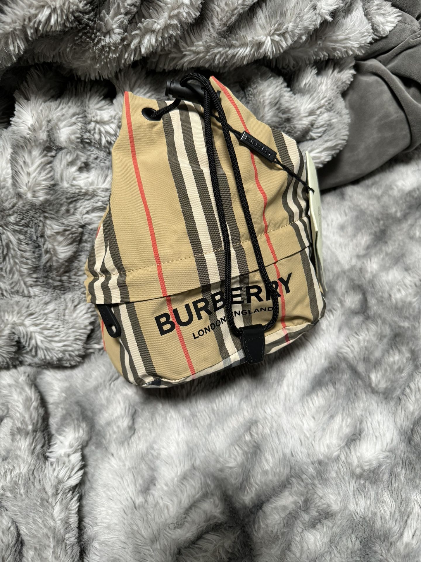Burberry Phoebe Heritage Stripe Bucket Bag