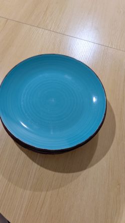 Turquoise Ceramic Dinner Plates Set of 8