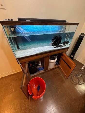 *TANK ONLY* with lights 55 gallon with decor and Tetra Whisper Easy to Use Air Pump for Aquariums.