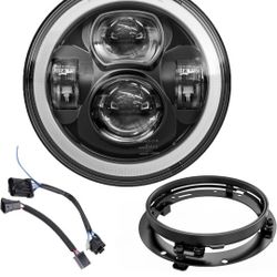 Z-OFFROAD 7-inch Lighthouse LED motorcycle lighthouse with Harley Davidson Street-compatible white halo DOT kit Glide Road King Special Electra 