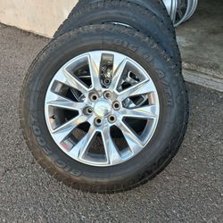 2023 OEM ORIGINAL TAKEOFFS CHEVY SILVERADO LTZ 20 INCH TIRES BIG  FOOT ALL-TERRAIN 95 % $ 1100 FIRM. 