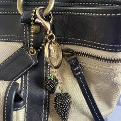 Black Strawberry Bag Charm Keychain 