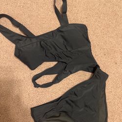 New small black cut out one piece Swimsuit bikini bathing suit festival rave 