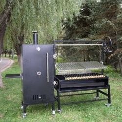 Huge Santa Maria / Argentine Grill Charcoal BBQ Grill with Smoker + Kabob Rotisserie