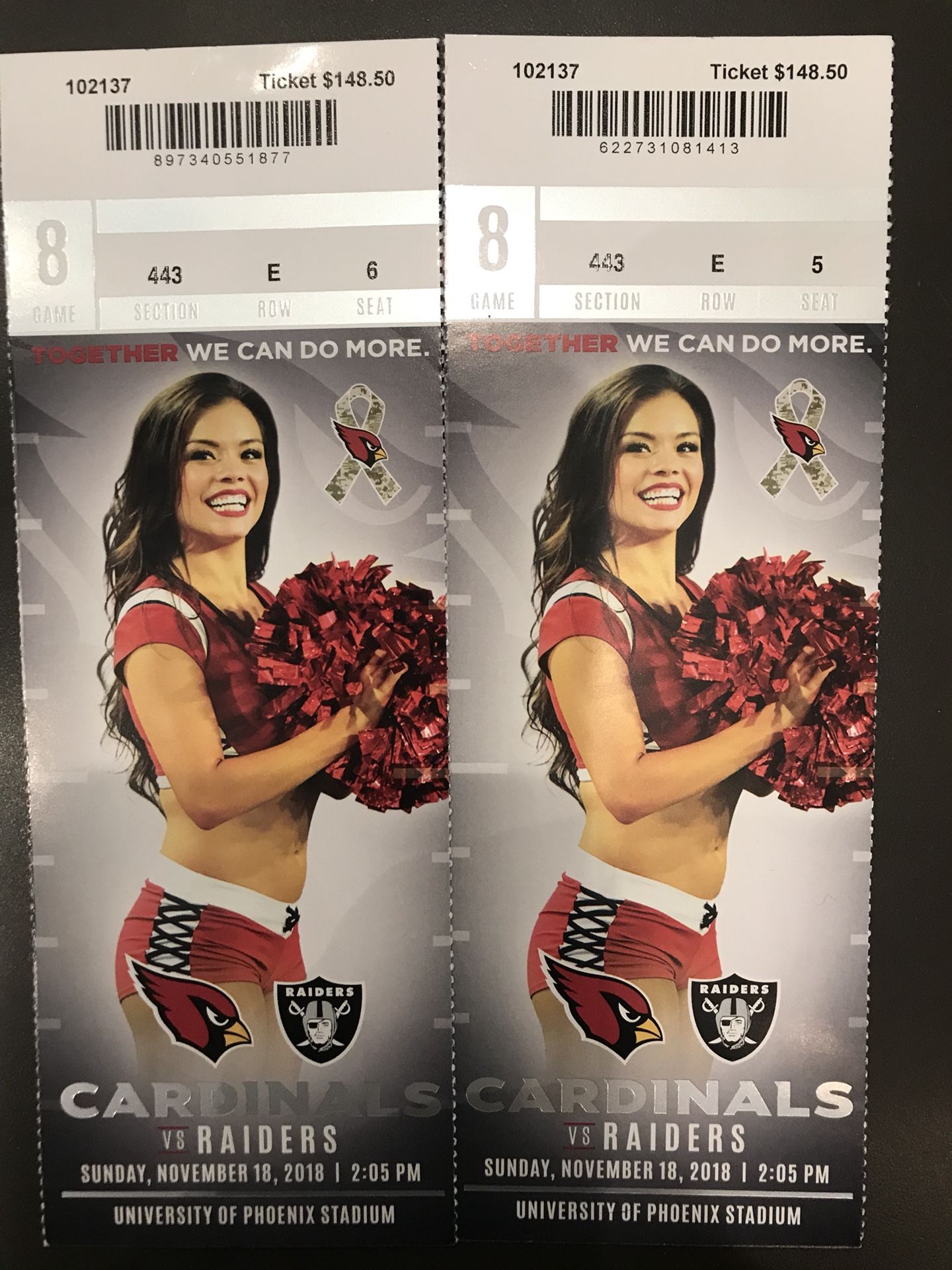 Cardinals versus Raiders Tickets