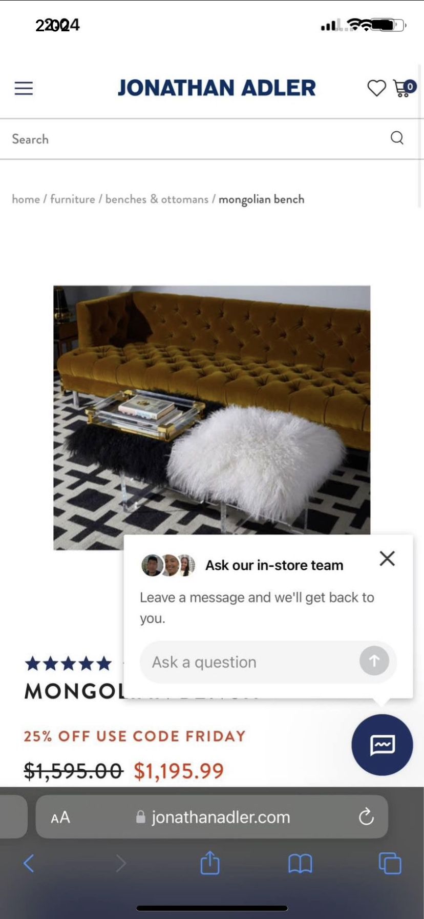 *New* Jonathan A Fur & Acrylic Ottoman (If posted it’s available)